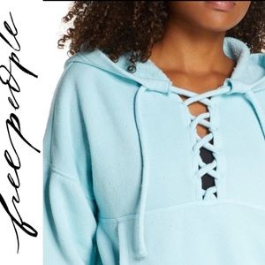 🆕 FREE PEOPLE BELIEVE IT HOODIE;SZ:XS; C: Blue Aquamarine;NWT! NOW$35. MRSP:$68